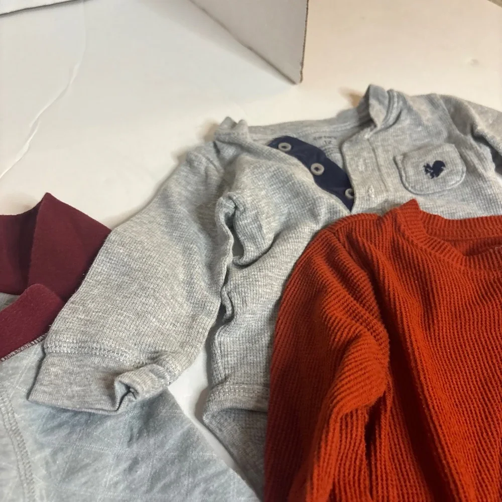 Baby Boy 12M Clothes Lot Quilted Jogger Set Waffle Henley Orange Pullover Fall